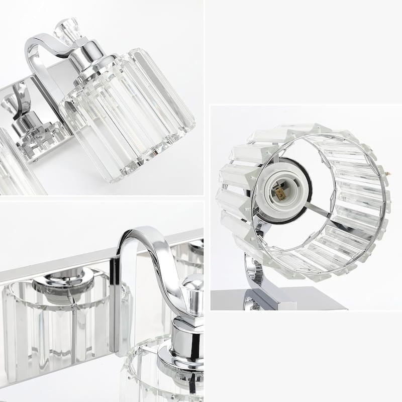Modern Chrome Led Crystal Vanity Lights Over Mirror 4 Lights