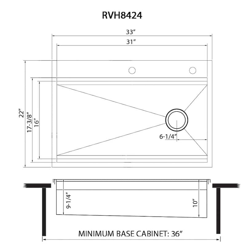 Ruvati 33-inch Workstation Two-Tiered Ledge Kitchen Sink Drop-in Topmount 16 Gauge Stainless Steel - RVH8424 - 33 x 22