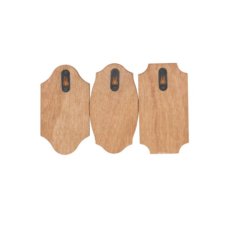Brown Wooden Vintage Inspired Wall Hook with Black Beaded Frames and Varying Geometric Shapes (Set of 3 or 4)