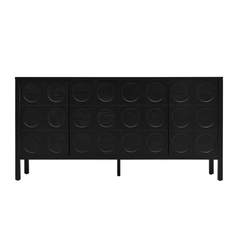 Storage Cabinet Sideboard Wooden Cabinet with Unique Geometric Circle Door Design,Suitable for Entrance and Living Room