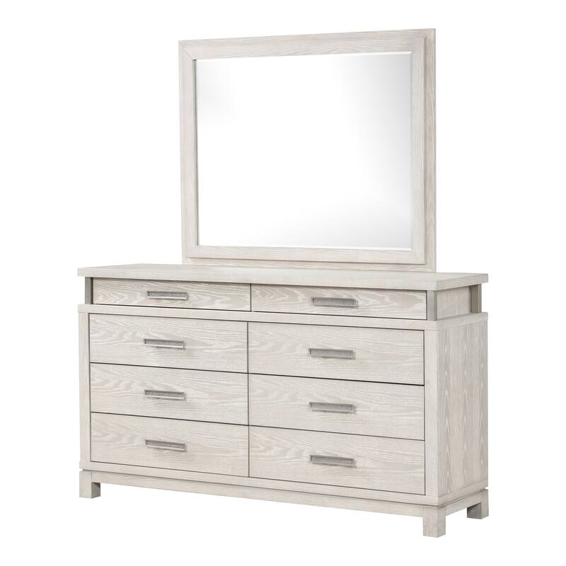 Furniture of America Nansice 5-Piece Weathered Grey Wood Panel Bedroom Set with LED Headboard