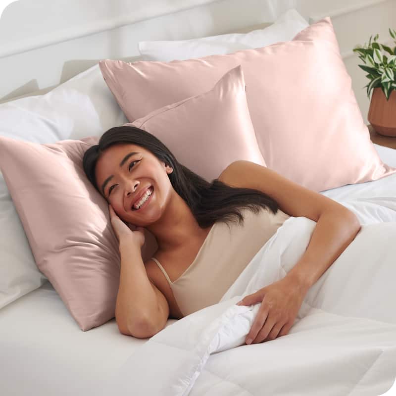 Bare Home Poly Satin Pillowcase Set for Hair and Skin (Set of 2)