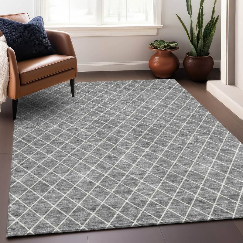 Premium Washable Super Soft Diamond Trellis Mayfield Rug - Gray - 10' x 14'