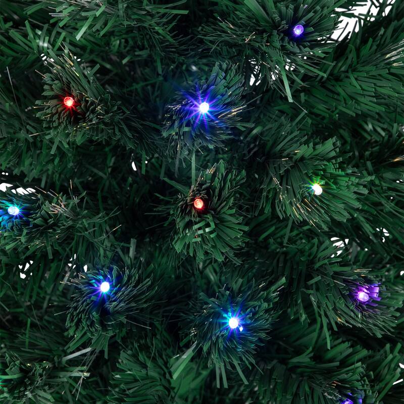 4' Pre-Lit Potted Fiber Optic Artificial Christmas Tree Multicolor LED Lights