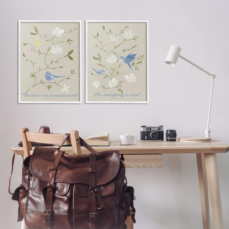 Stupell Floral Comforting Proverbs Framed Giclee Art Design By Lucille Price (Set of 2)