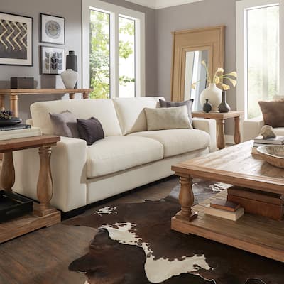 Lionel Modern White Fabric Down-filled Sofa by iNSPIRE Q Artisan