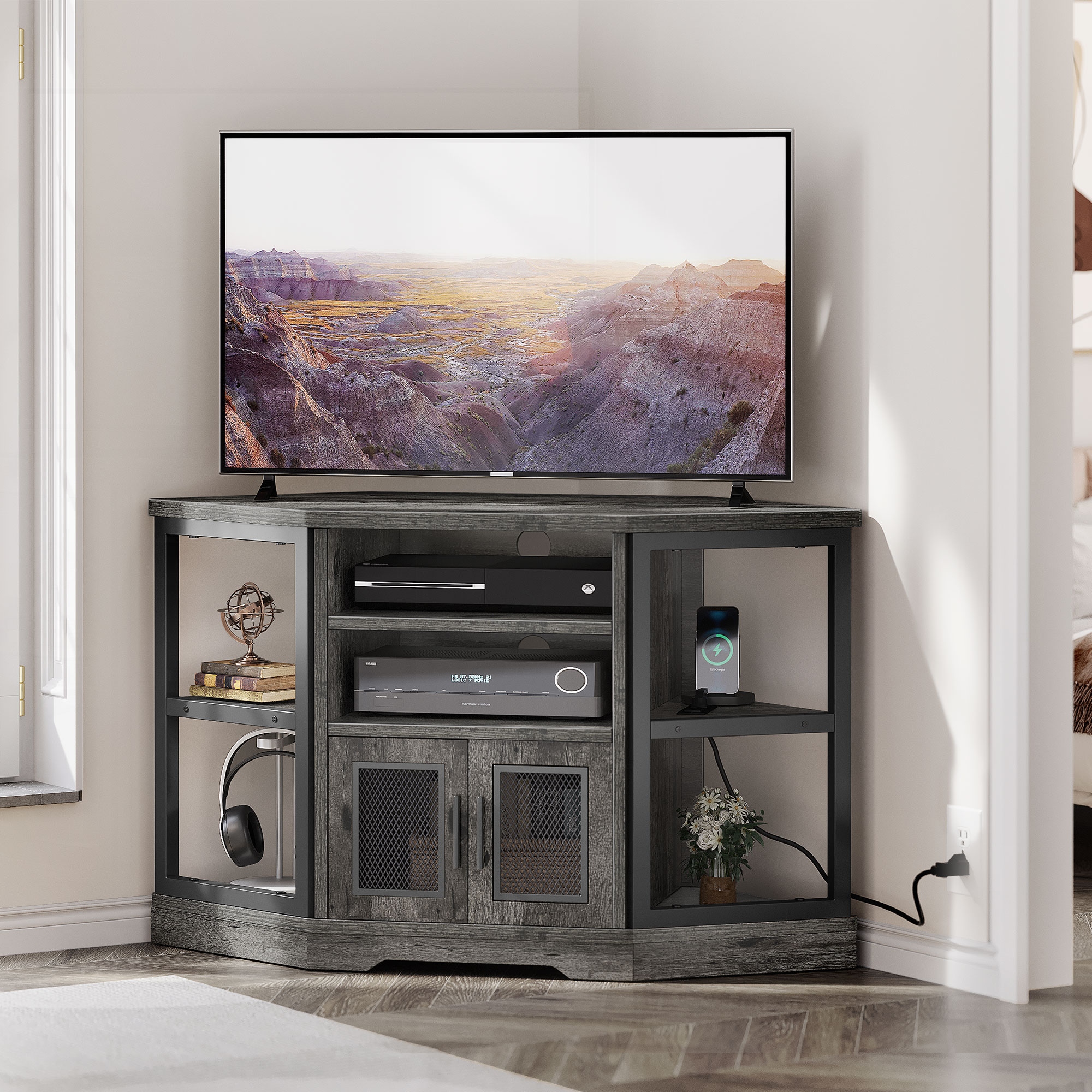 Corner entertainment center for 75 inch tv discount