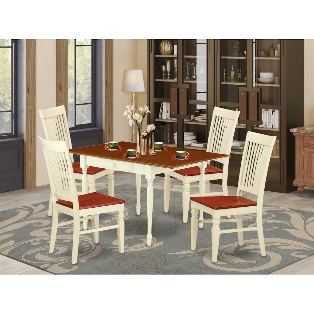 5-Piece Buttermilk and Cherry Solid Wood Top - Dining Room Set (Seats-4)