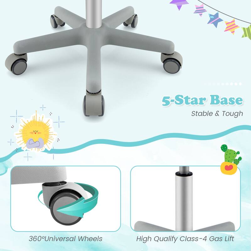 Kids Ergonomic Adjustable Height Study Chair with Swivel Seat and Mesh Backrest and Armrests
