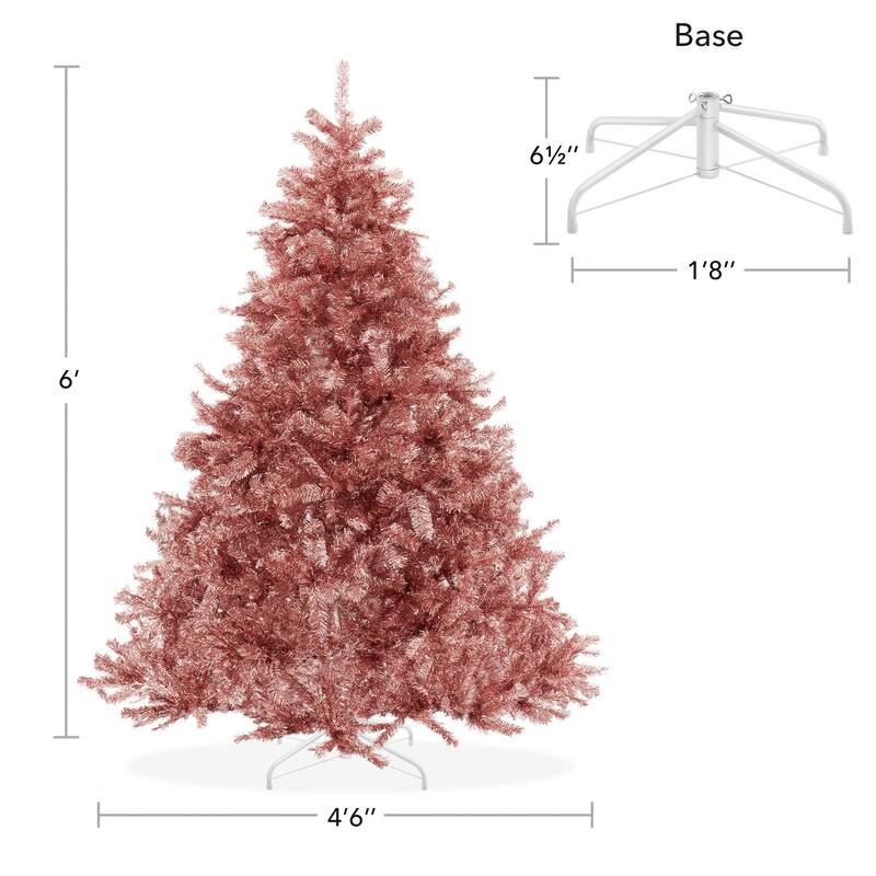 6ft Rose Gold Artificial Holiday Christmas Tree with Metal Stand - Rose Gold - 6 ft