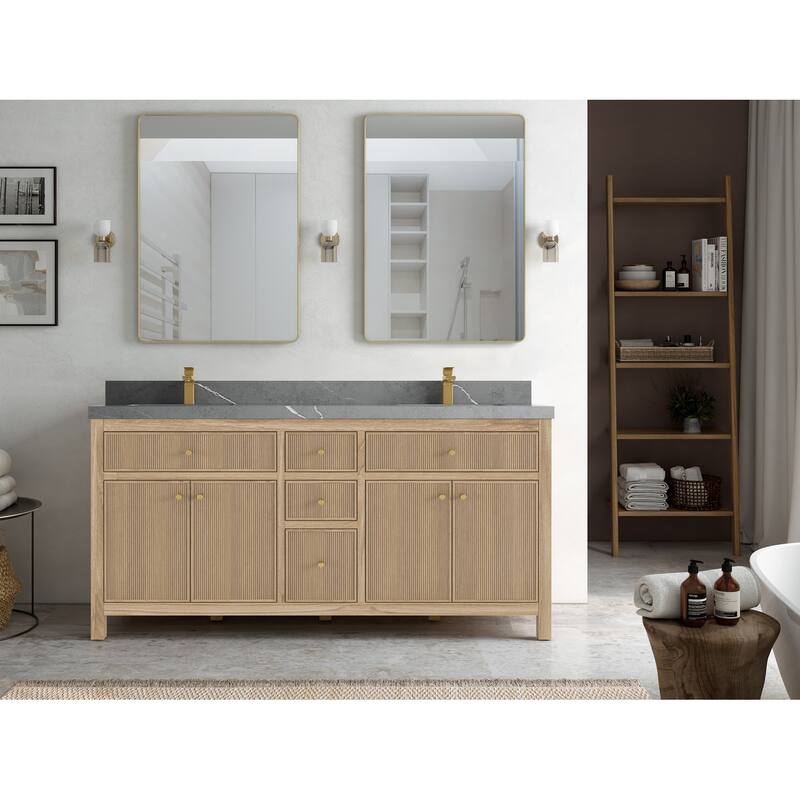 Willow Collections 72 in. W x 22 in. D Sonoma Teak Double Sink Bathroom Vanity with Countertop
