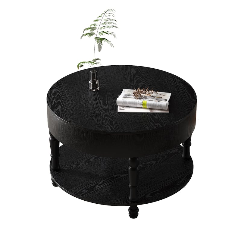 31.5" Round Coffee Table with Dual Storage - Modern Lift-Top Design, Adjustable Feet, Easy Assembly