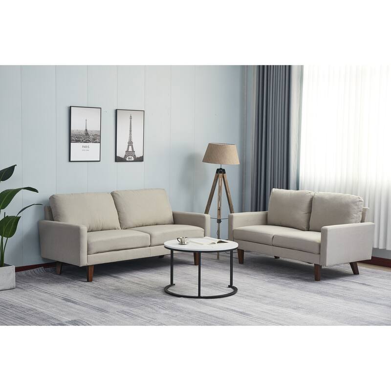 Linen 2 Piece Loveseat and Sofa Living Room Set