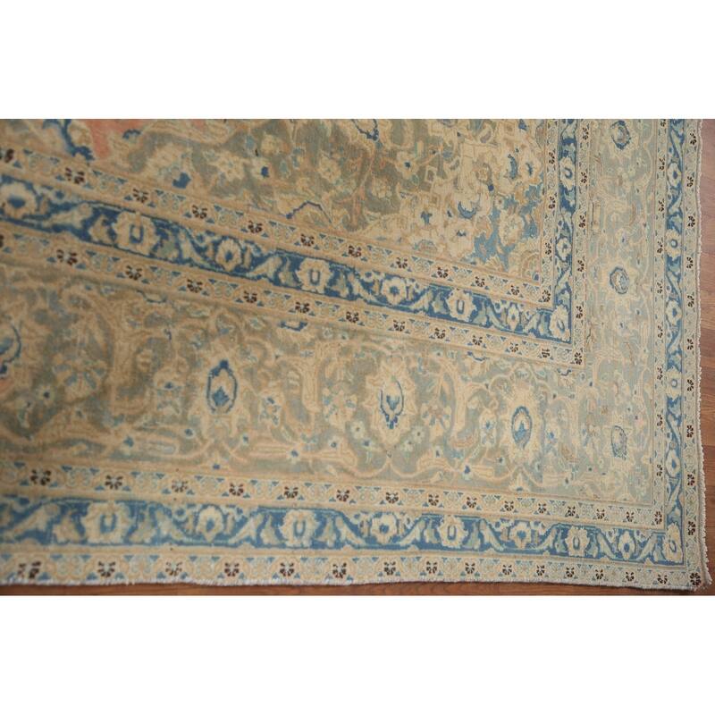 Hand Knotted Oriental 100% Wool Carpet Traditional Floral Pink Mashad Area Rug - 12' 6'' X 9' 6''