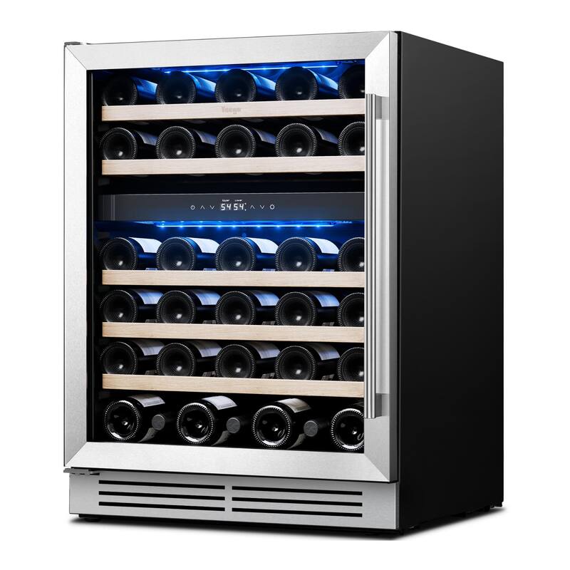 Yeego 23.4 in.52-Bottle Dual Zone Wine Cooler Refrigerator Fridge with Built-In/Freestanding Design