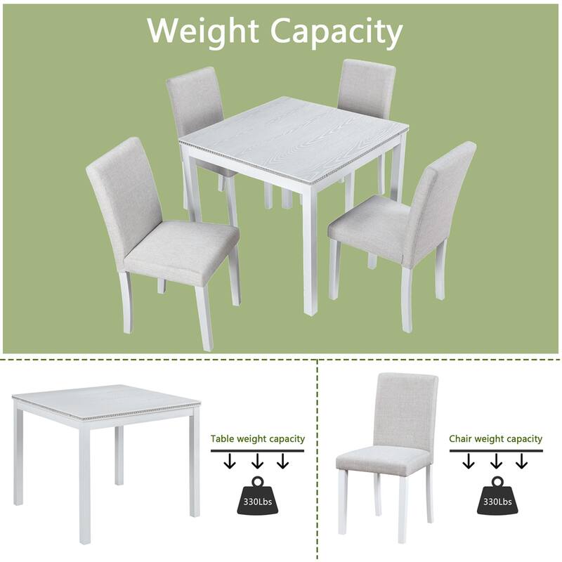 5-piece Wood Dining Counter Height Table and Chair Set