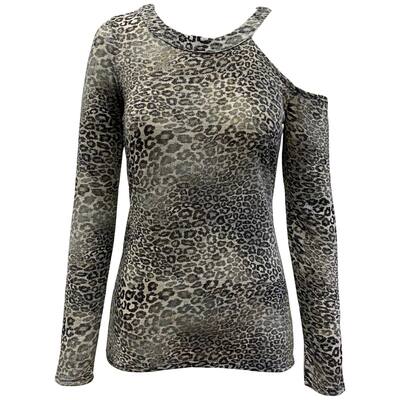 I.N.C Womens Asymmetrical Animal-Print One Shoulder Blouse