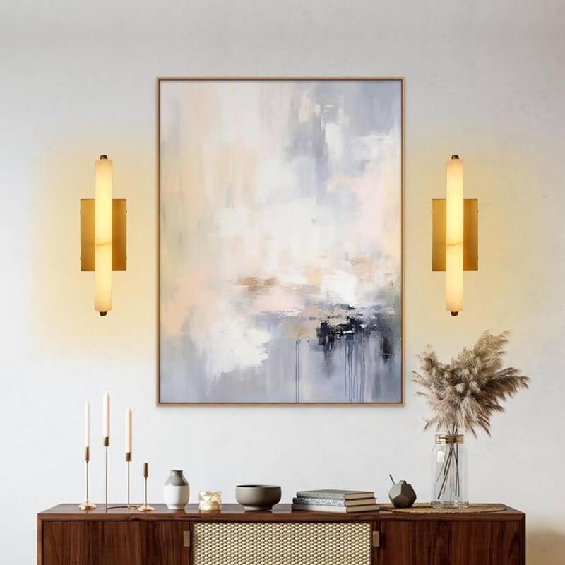 KAYLA Alabaster Wall Sconce, 19" Natural Marble Wall Sconce