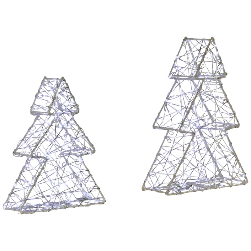 LED Lighted Wire Christmas Tree Decorations - 14" - Set of 2