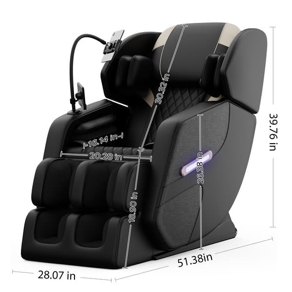 dimension image slide 0 of 3, PU Leather Zero Gravity Massage Chair with Full Body Air Bags, 6 Rollers, Heating, Bluetooth, Recliner Chair