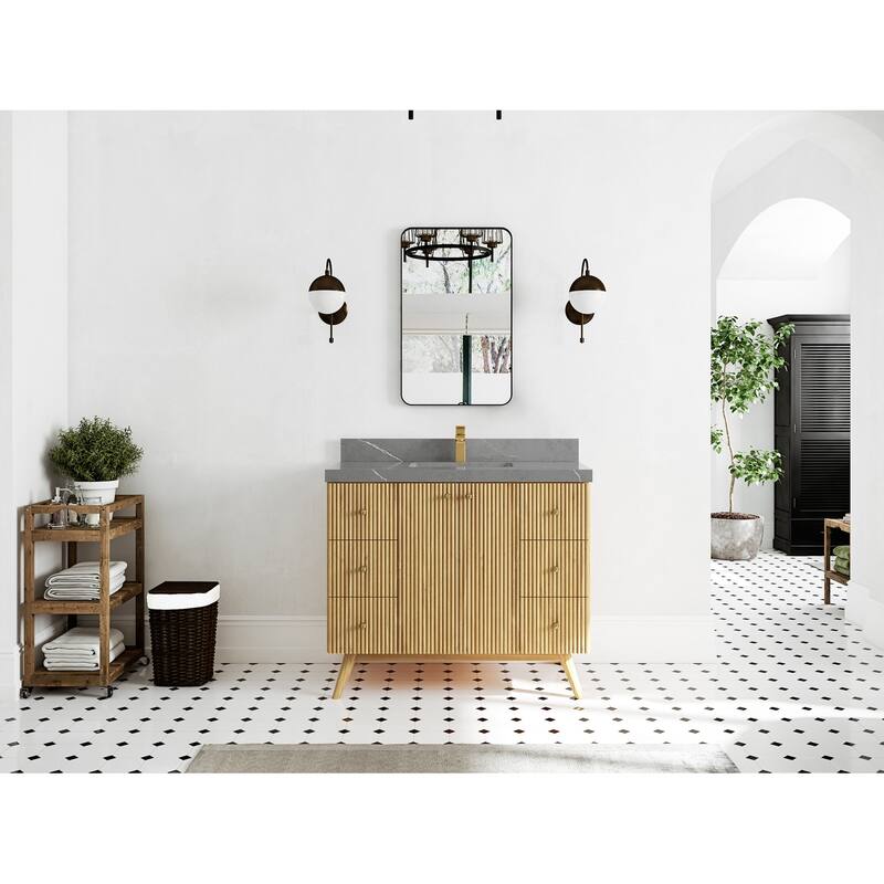 Willow Collections 42 in. W x 22 in. D Pasadena Solid TeakSingle Sink Bathroom Vanity with Countertop