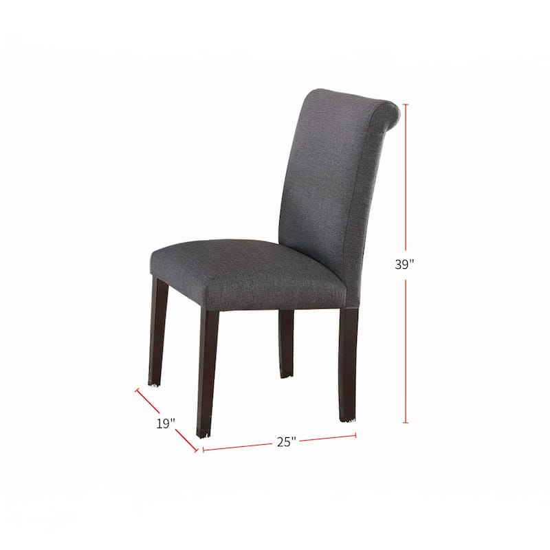 Blue Grey Fabric Dining Chairs, Set of 2