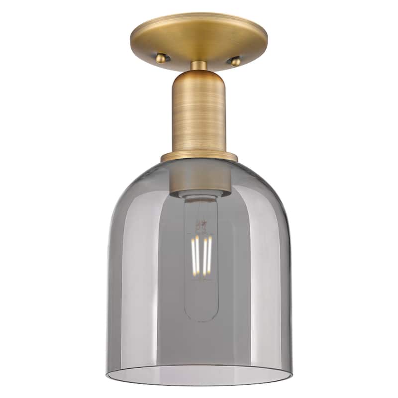 Innovations Lighting 716-1C-11-6 Bella Semi-Flush Bella 6" Wide - Brushed Brass / Light Smoke