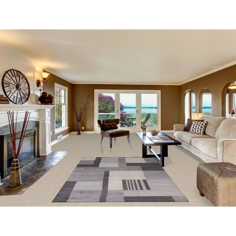 Gray Modern Indian Area Rug Hand-Tufted Wool Carpet - 5'3" x 7'7"