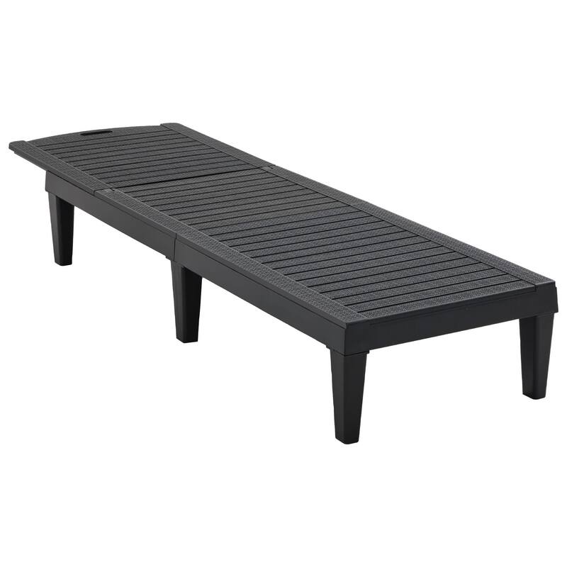 2-Piece Outdoor Resin Chaise Lounges Chairs with Adjustable Backrest