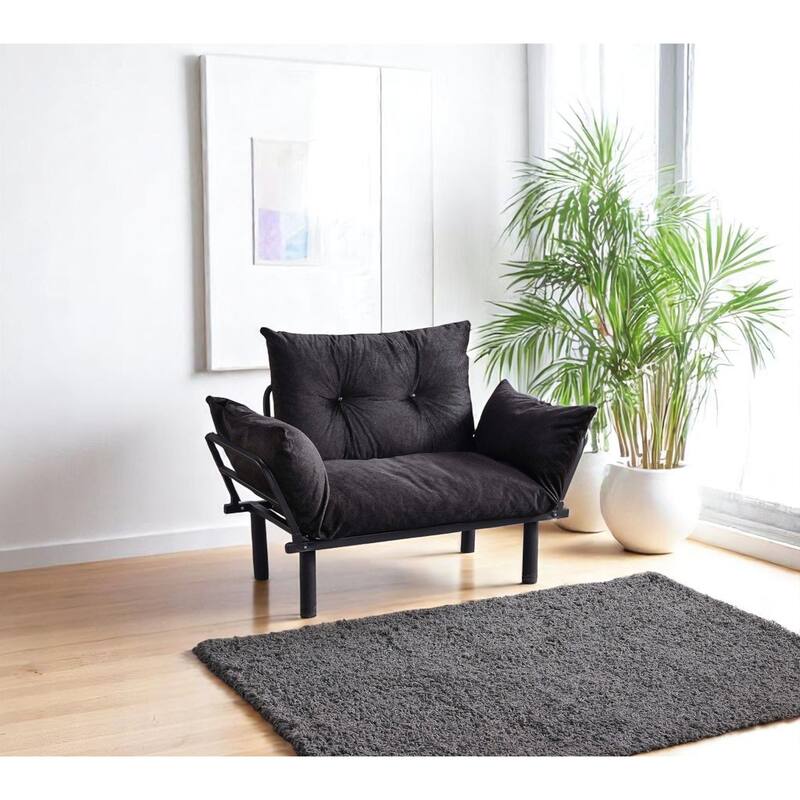 Sadio Metal Frame Loveseat With Removable Cushions - Black