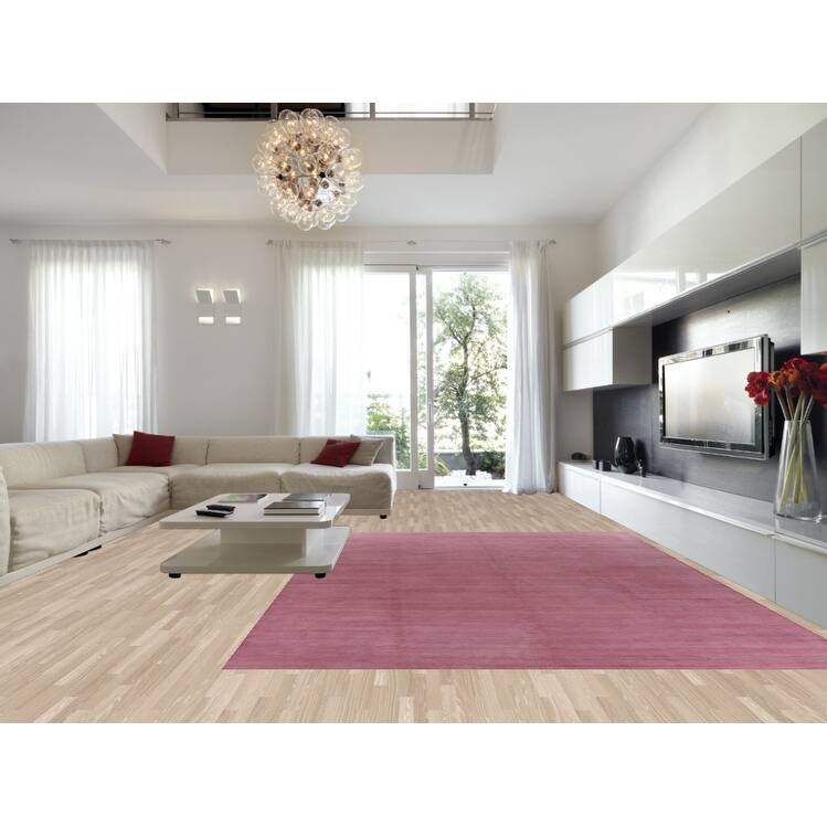 Hand Knotted Oriental 100% Wool Carpet Modern Solid Purples Gabbeh Area Rug - 13' 11'' X 10' 3''