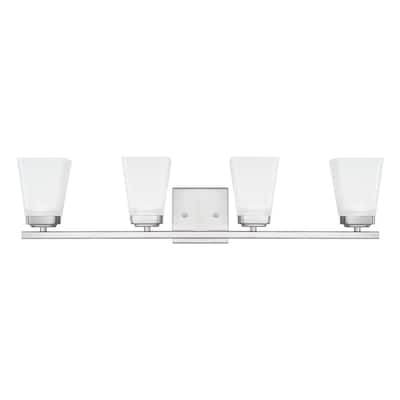 Baxley 30-inch 4-light Bath/ Vanity Fixture w/ Soft White Glass