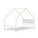 preview thumbnail 29 of 38, Metal House Floor Bed Frame with Roof and Colorful Lights