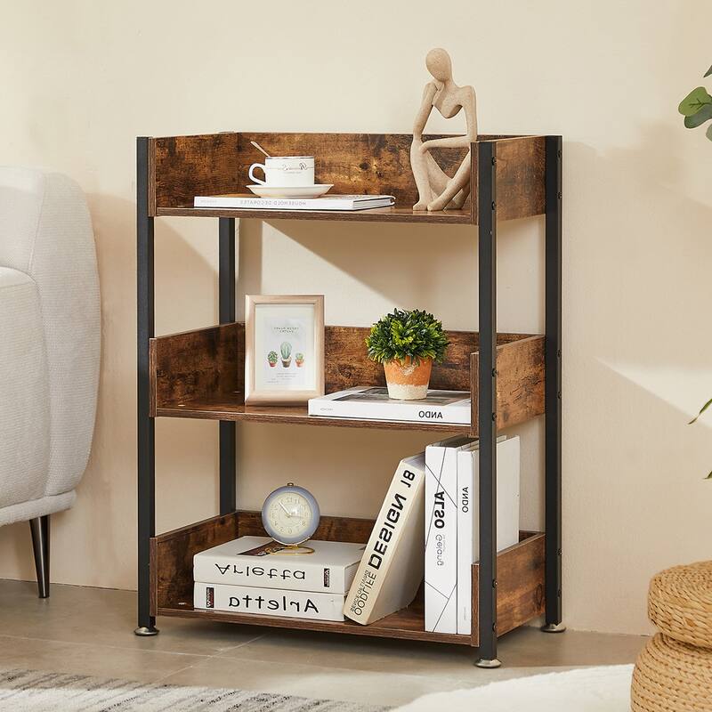 VECELO 30" Open Bookcase 3 Tier No Guardrail Shelf Unit for Books Storage Cabinet for Living Room/Kitchen/Bedroom (1 or 2 PCS)