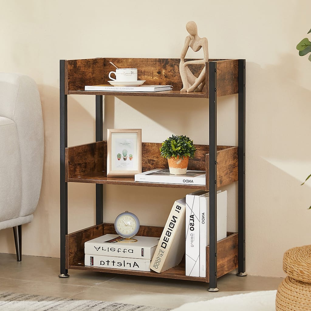 VECELO 30" Open Bookcase 3 Tier No Guardrail Shelf Unit for Books Storage Cabinet for Living Room/Kitchen/Bedroom (1 or 2 PCS)