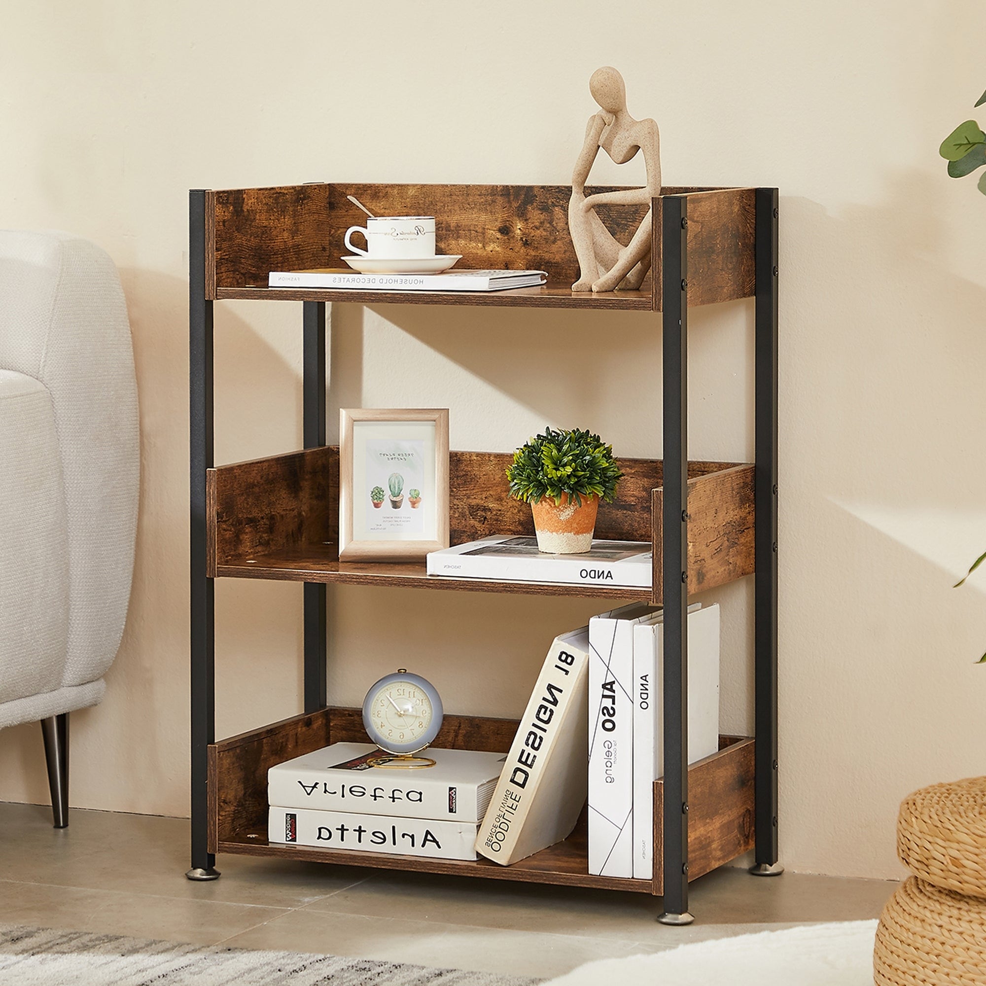 VECELO 30" Open Bookcase 3 Tier No Guardrail Shelf Unit for Books Storage Cabinet for Living Room/Kitchen/Bedroom (1 or 2 PCS)