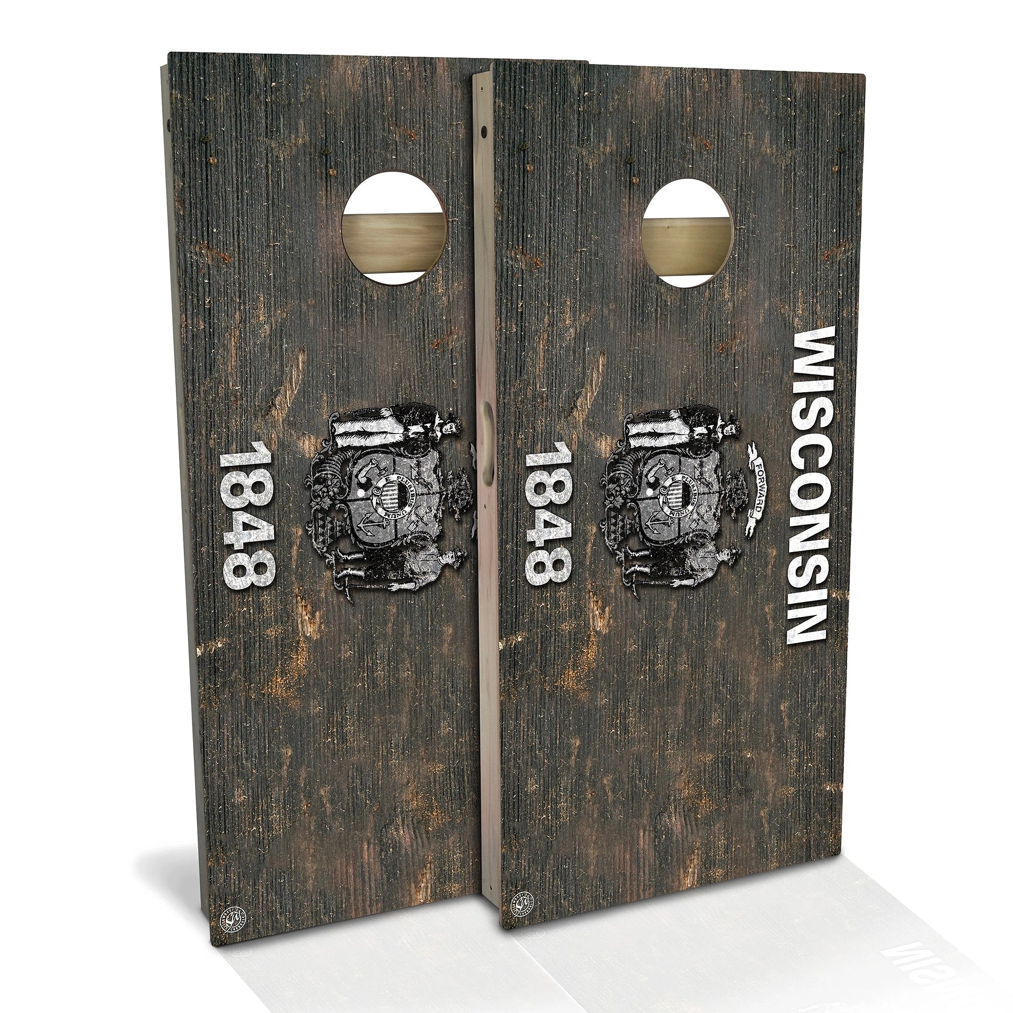 Wisconsin Flag Rustic Outdoor Cornhole Board Set