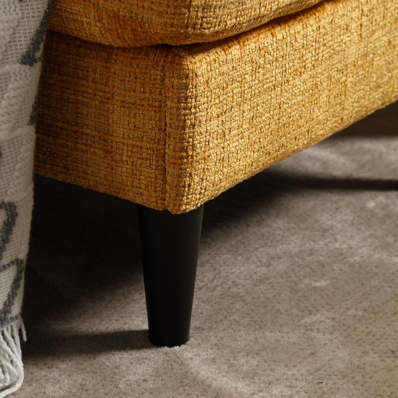 Modular Sectional Sofa with Storage Ottoman, Comfy Chenille Fabric Sofa, 3-Seater Sofa with Side Pockets & 2 Cup Holders