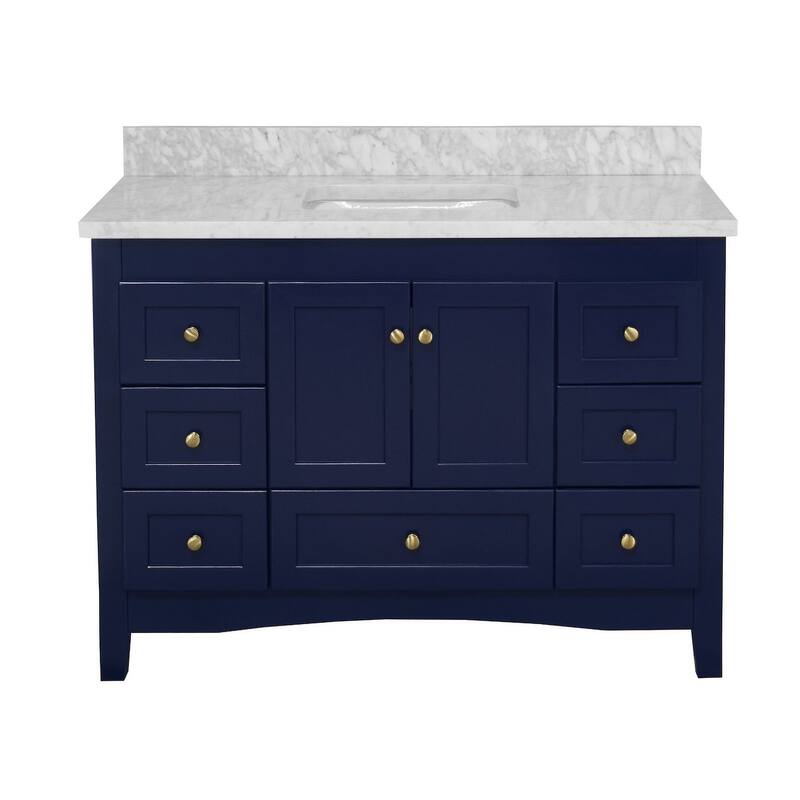 KitchenBathCollection Abbey 48" Bathroom Vanity with Carrara Marble Top