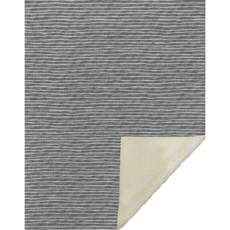 Premium Machine Washable ASB138 Subtle Stripe Sherpa Throw Blanket