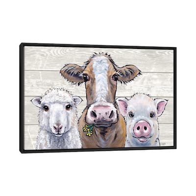 iCanvas "Farmhouse Animals Trio" by Hippie Hound Studios Framed Canvas Print