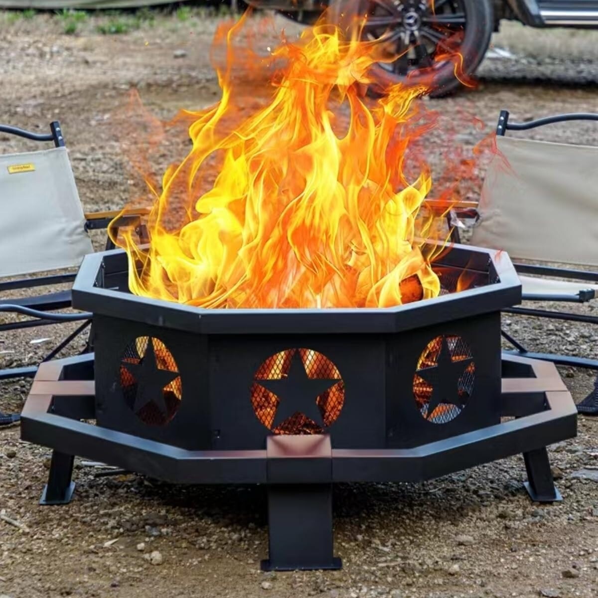 42 inch Fire Pit for Outside, Heavy Duty Wood Burning Fire Pits