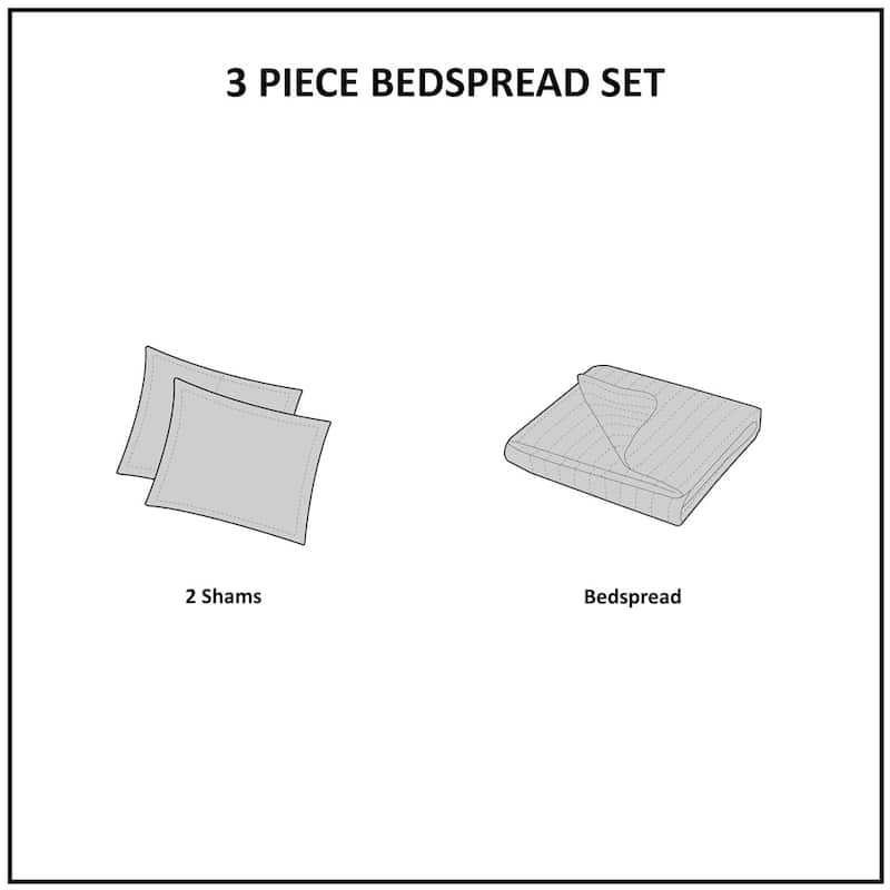3 Piece Tufted Cotton Chenille Bedspread Set Off-White Full/Queen