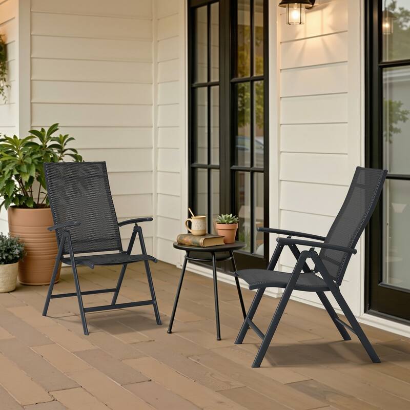 2/4/6-piece Folding Patio Chair Set Outdoor Adjustable Dining Chairs