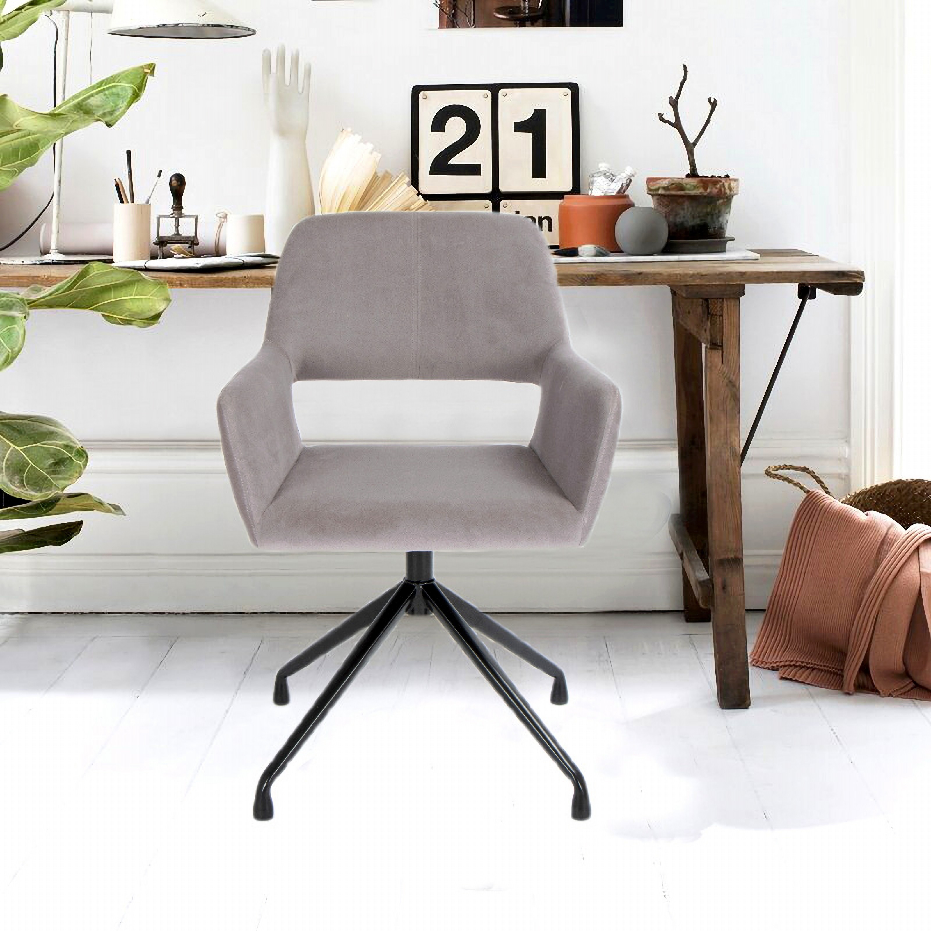 Velvet desk best sale chair no wheels
