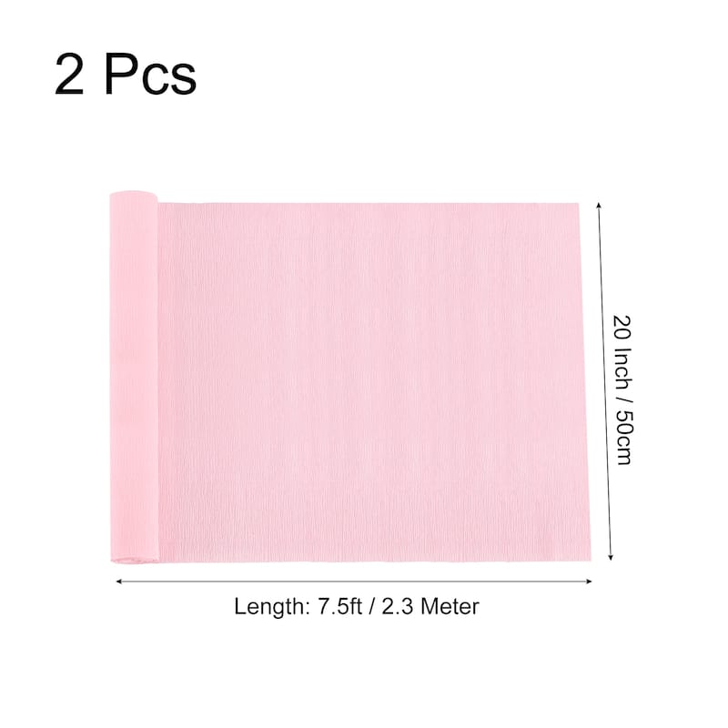2pcs Crepe Paper Rolls DIY Decoration 7.5ft Long 20 Inch Wide - Light Pink