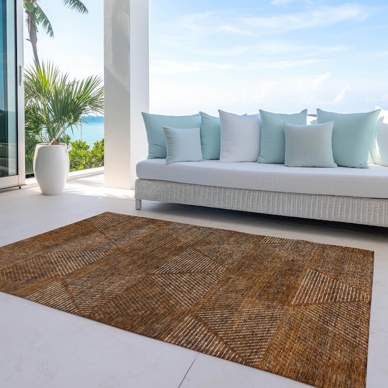 Machine Washable Indoor/ Outdoor Chantille Prism Contemporary Rug - Terracotta - 5' x 7'6"
