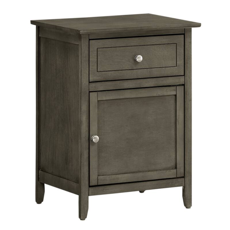 1-Drawer Gray Nightstand with Modern Classic Design and Storage, 25 Inch Versatile Bedroom Side Table