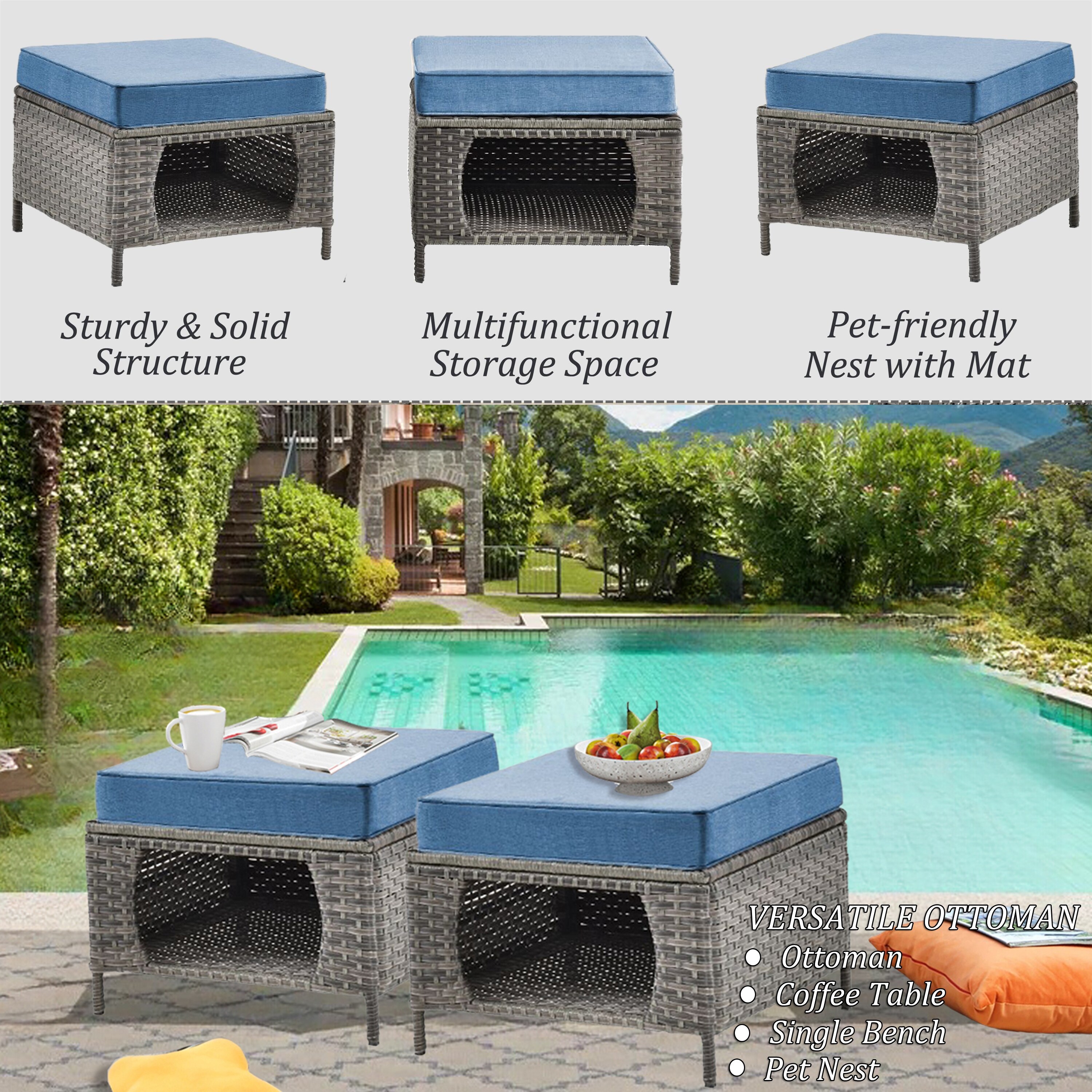 Wicker Patio Furniture Conversation Set with High Back Swivel Chairs and Storage Ottomans Cushions Included On Sale Bed Bath Beyond 40292895