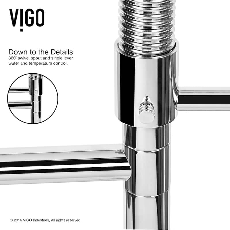 VIGO Zurich 27" H Single Handle Pull-Down Sprayer Kitchen Faucet